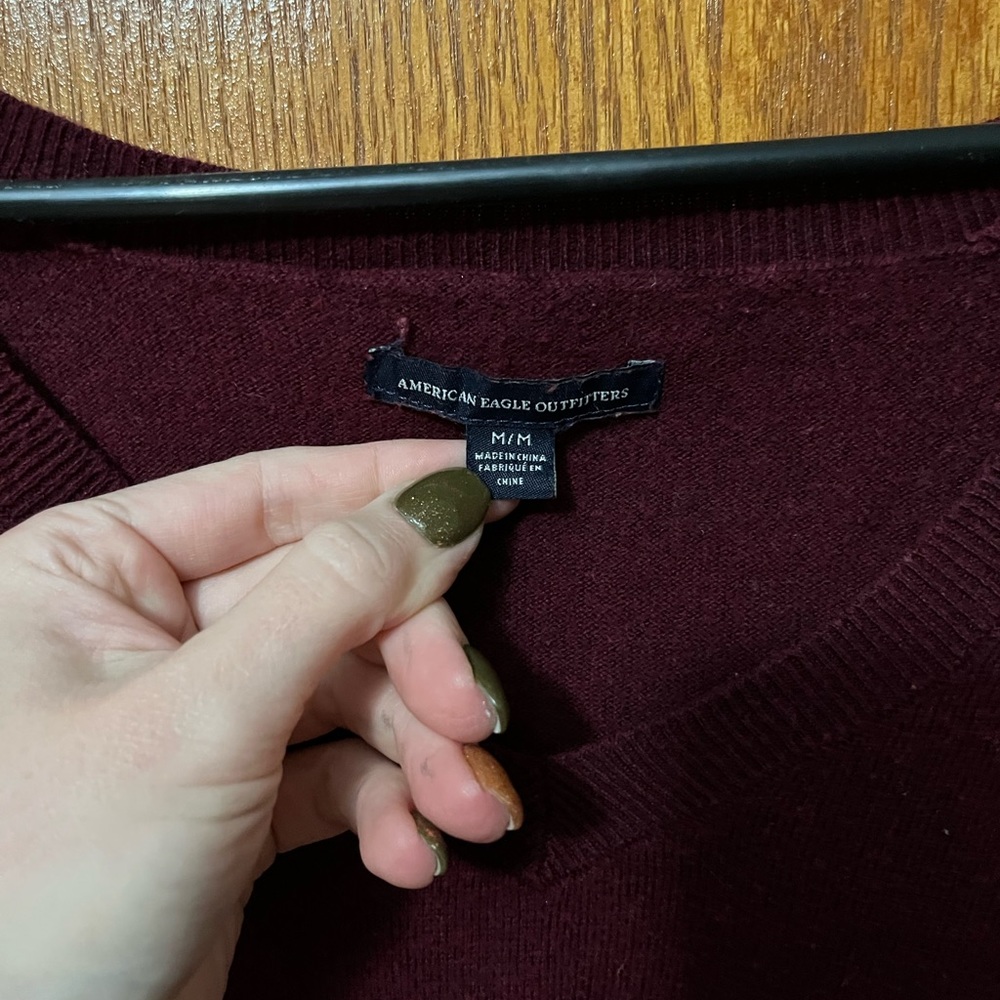 American Eagle Maroon Knit Sweater